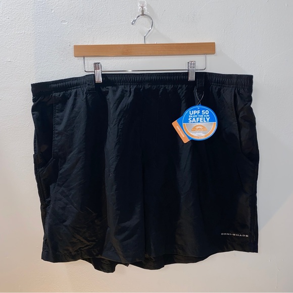 Columbia Backcast III Water Shorts Men 2XL PFG Omni Shade UPF Fishing Black 6” - Picture 1 of 7